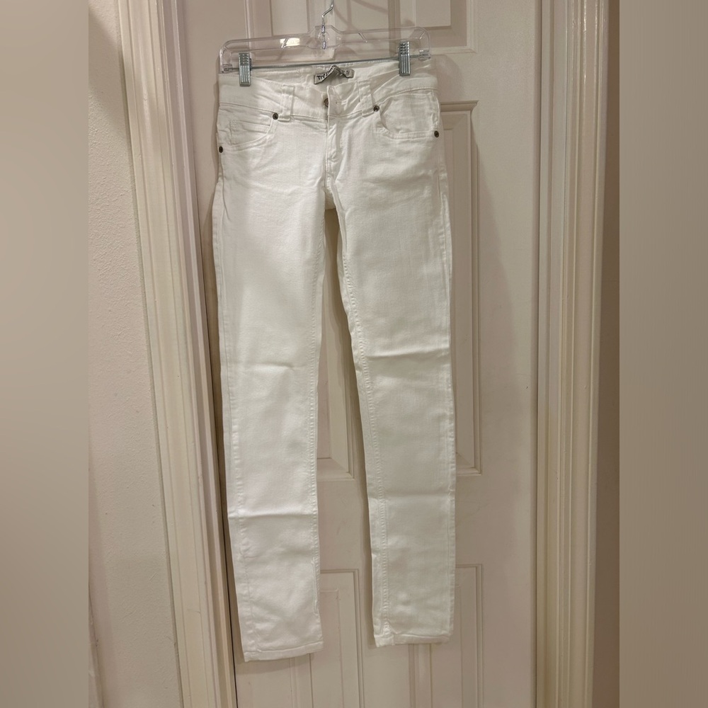 TRF Jeans, White, Five Pocket, Skinny, Low Rise, With Stretch, Size 6